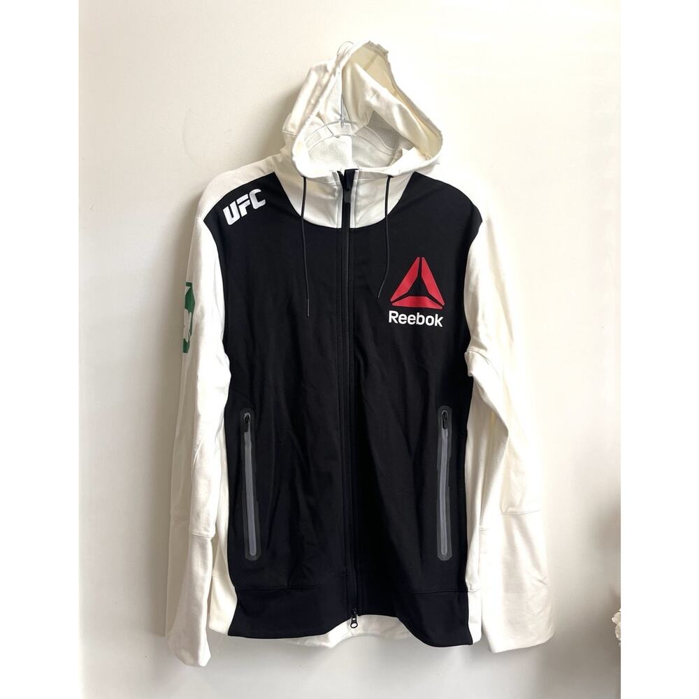 Reebok UFC Conor McGregor Black White FullZip Hood Sweatshirt Jacket Fighter MMA - Picture 3 of 10
